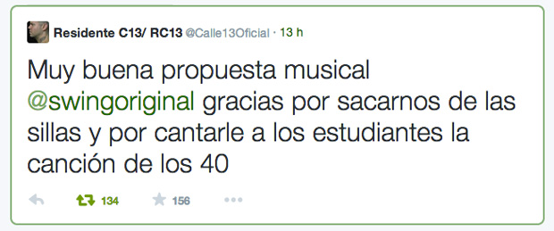 Calle 13 tweet