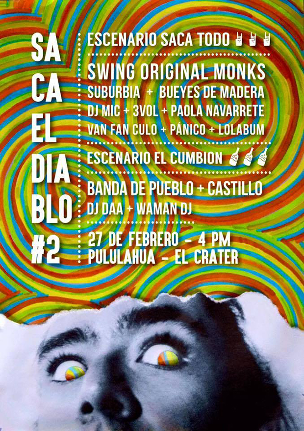 Sacar el Diablo, Saca el Diablo, Saca el Diablo Vol.2, Festivales de Música Quito, El Cumbión, Cráter del Pululahua, Swing Original Monks, Suburbia, Bueyes de Madera, 3Vol, Paola Navarrete, Van Fan Culo, Pánico, Lolabúm